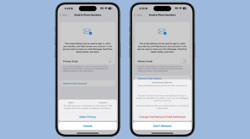 日土苹果手机维修分享苹果 iOS 18.1 支持设置“主要”邮箱地址并更改 iCloud 邮箱 